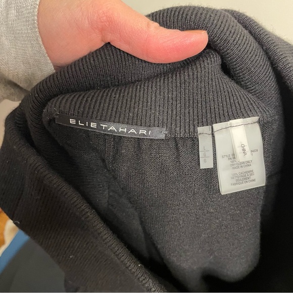 Elie Tahari Jogger Pants Cashmere High Waisted Luxury Black Size Large XL - Picture 10 of 10